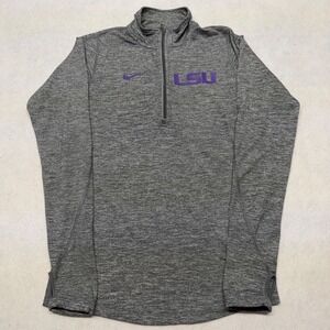 Nike LSU Tigers Shirt Womens XS Gray Dri-FIT NCAA Football 1/4 Zip